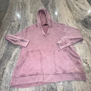 Jane+Delancey Pullover XL Women’s Mauve Pink V-neck Pockets Hooded